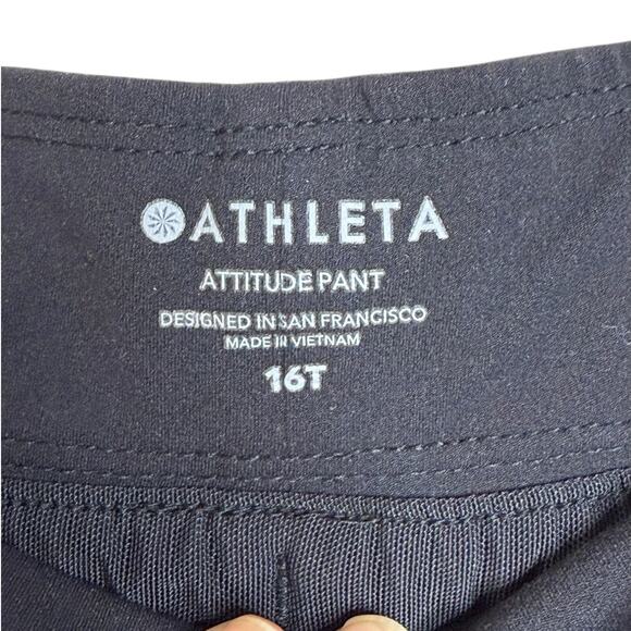 Athleta Attitude Jogger Black Shirred Mid Rise Athleisure Pants Travel Size 16 T - Picture 10 of 12